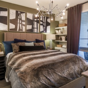 Bedroom Large well lit bedroom with plush carpets and large windows